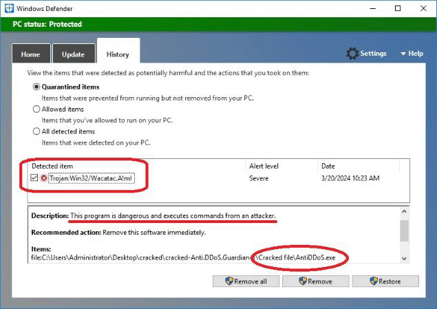 Windows defender report